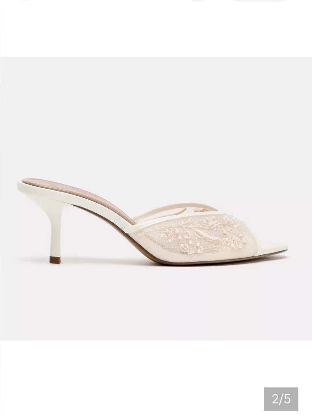 Zara Cream Embroidered Open-Toe Mules - Picture 3 of 4